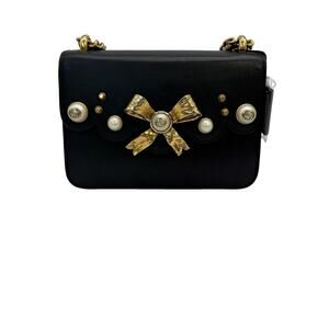 Gucci peony pearl bow crossbody shoulder bag chain strap